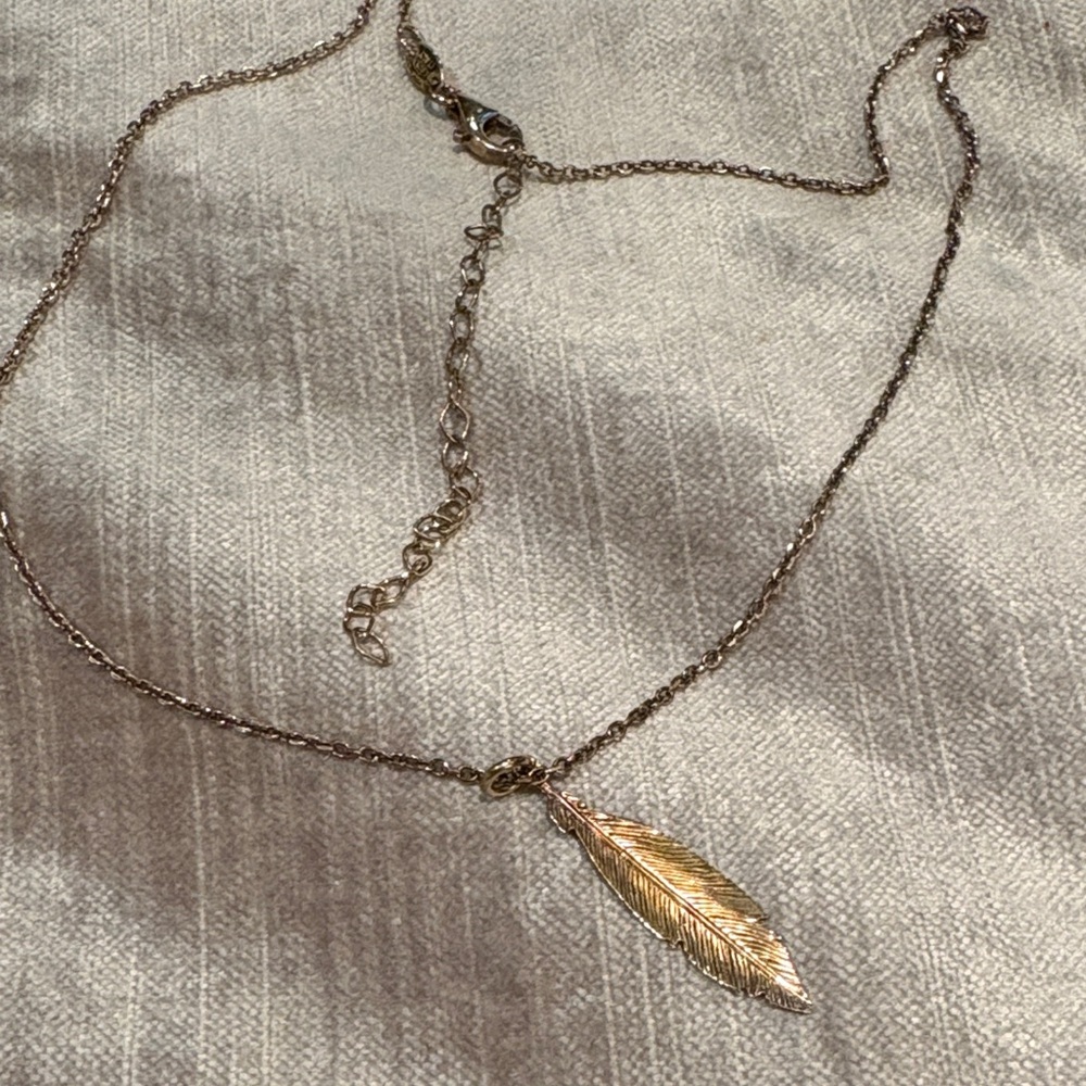 Dyadema Italy Vermeil Gold Feather Pendant Necklace 925 vermeil 14-16”